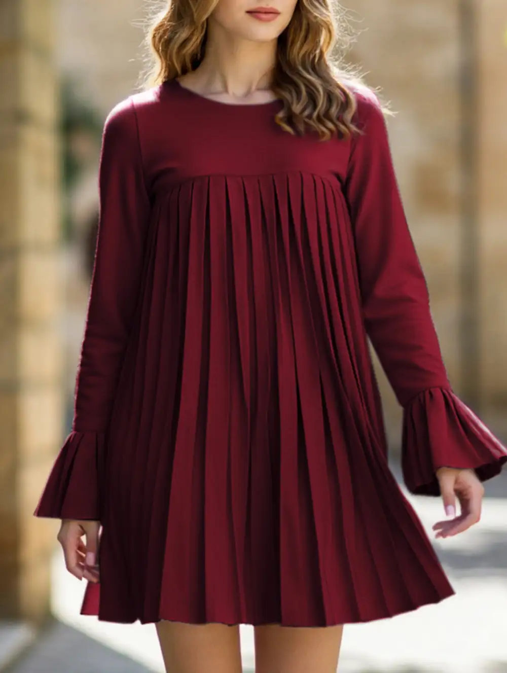 Relaxed Fit Pleated Dress