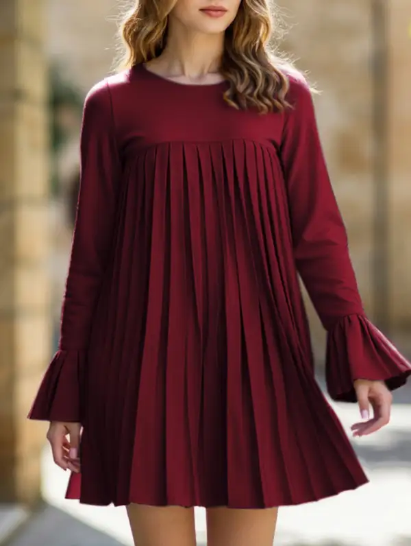 Relaxed Fit Pleated Dress