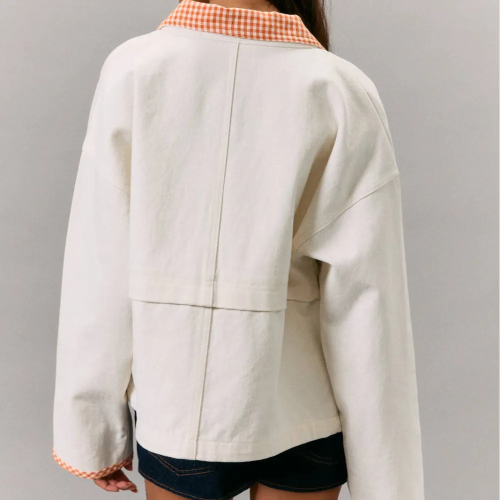 Gingham Contrast Casual Jacket