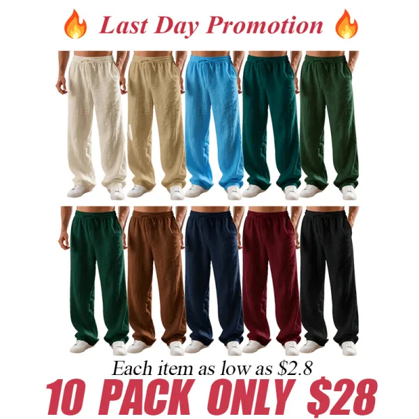 Men's classic linen casual straight-leg pants, breathable, comfortable, and stylish long pants