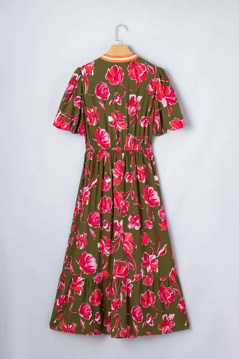 Floral Striped Split Neck Maxi Dress