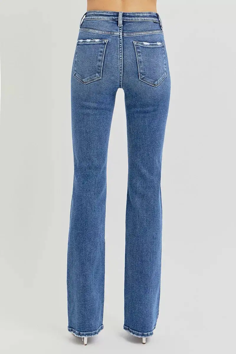 Everyday High-Rise Washed Pocketed Stretch Straight Leg Jeans