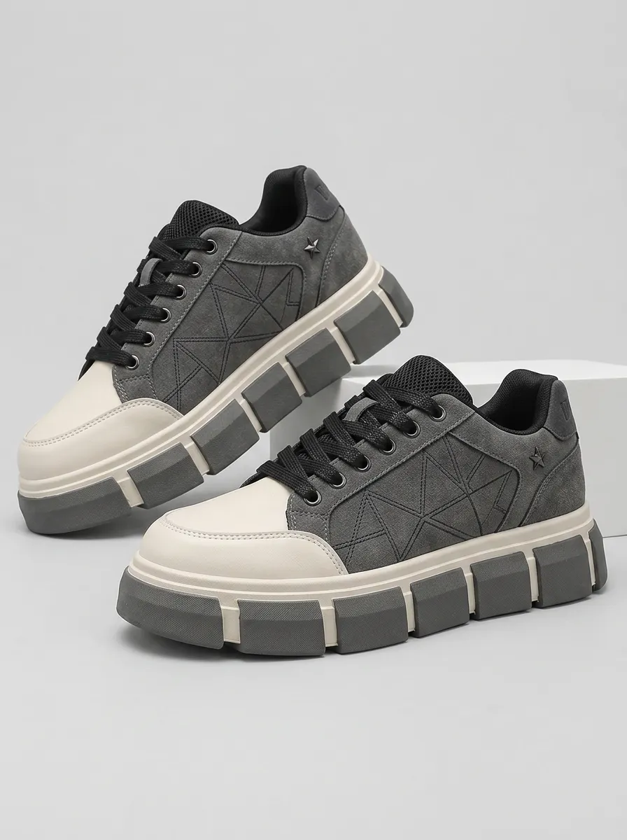 Men's Geometric Pattern Contrast Patterned Skate Shoes
