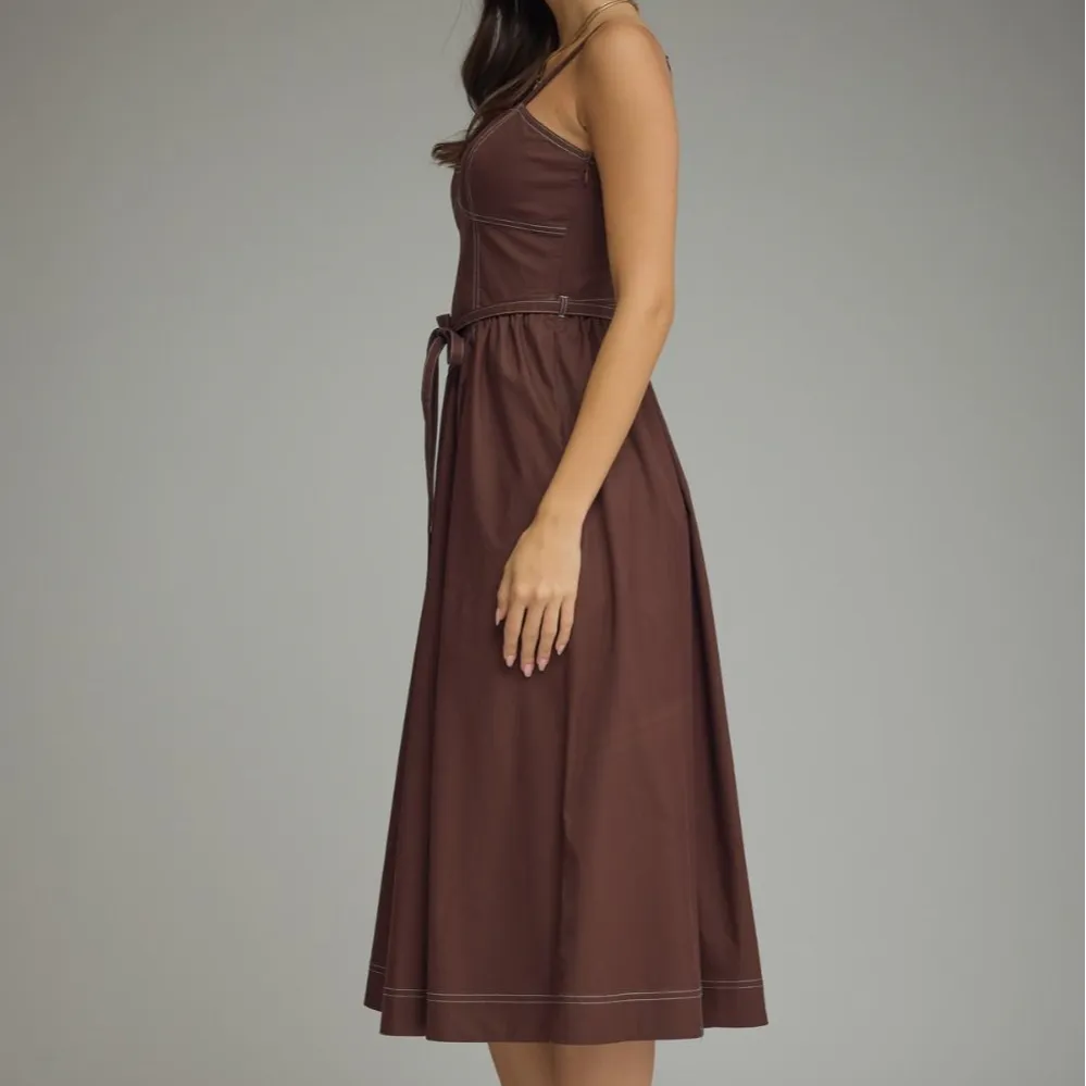 Contrast Stitch Midi Dress