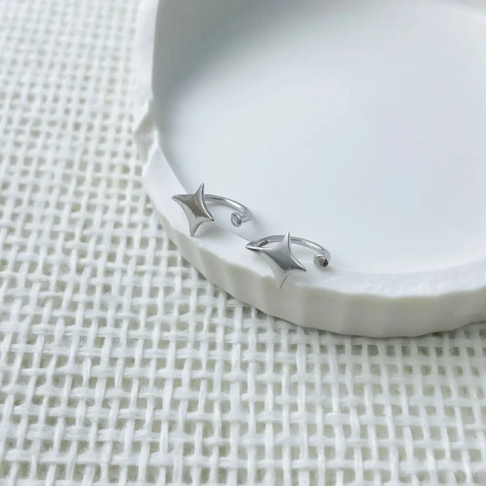 Sterling Silver Star Cuff Earrings