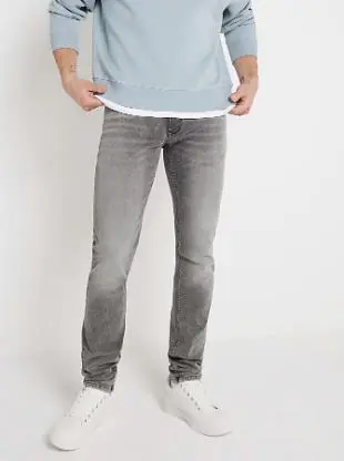 Men's  Grey Bleached Skinny Jeans