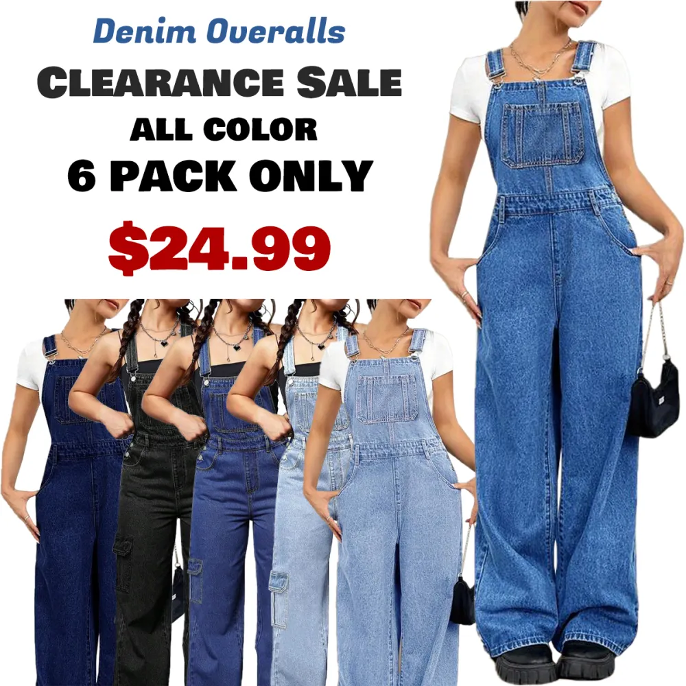 Women's Denim Bib Overalls Casual Adjustable Strap Wide Leg Jean Jumpsuits Loose Fit Long Rompers With jumpsuit Overall Romper Womenswear,Preppy 80s Clothes, Overalls for Women