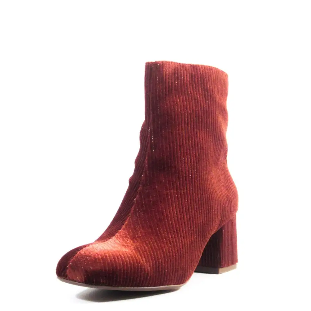 Velvet Embroidered Heel Ankle Boots