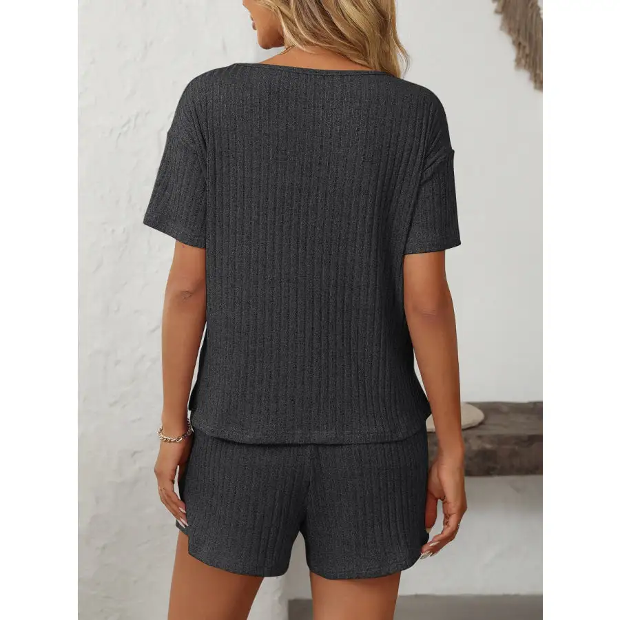 Mandy V Neck Short Sleeve Top and Shorts Set