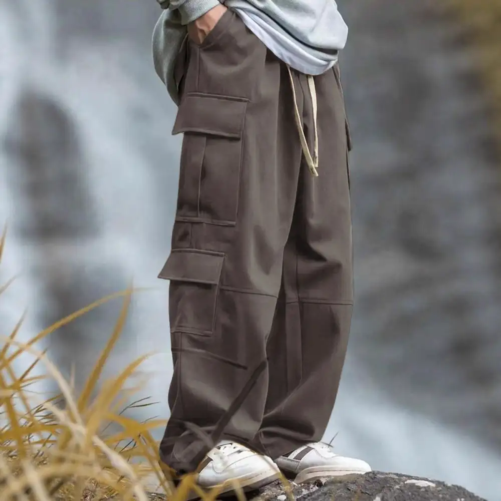 Men's Casually Cut Pockets Cargo Pants Wide Leg