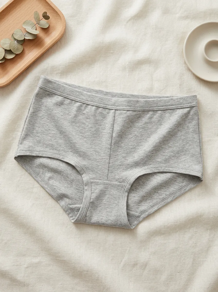 Women's Minimalist Grey Cotton Printed Panties
