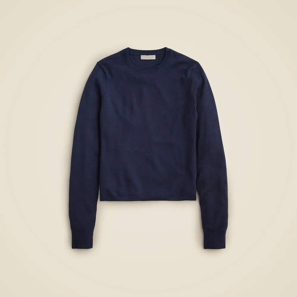 Ribbed Cashmere Solid Color Short Crew Neck Sweater