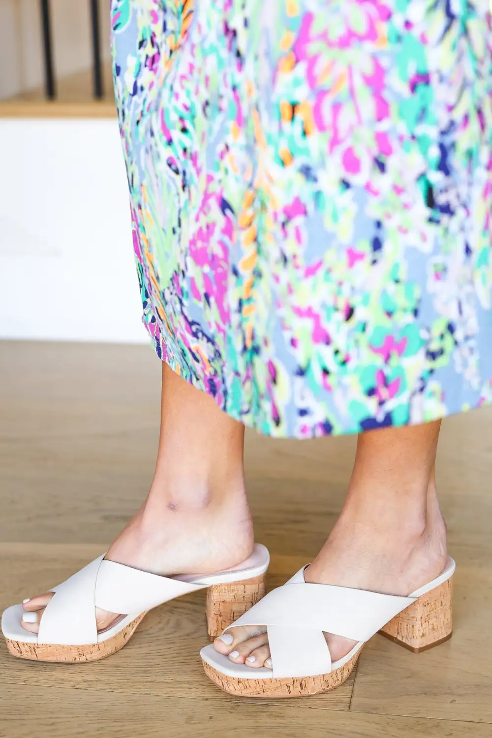 Faux Leather Cork Platform Sandals