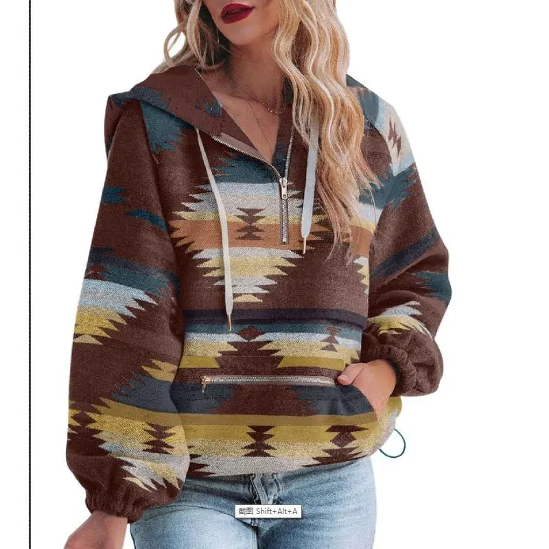 🧶 Women’s Oversized Aztec Zip Up Hoodie – Cozy, Chic & Effortlessly Cool