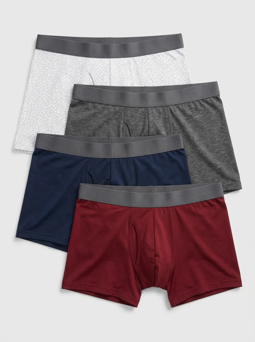 Streamlined Geometric Printed Style Men's Four Pack Boxer Briefs