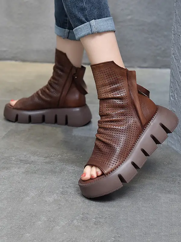 Urban Zip Cutout Platform Heeled Sandals