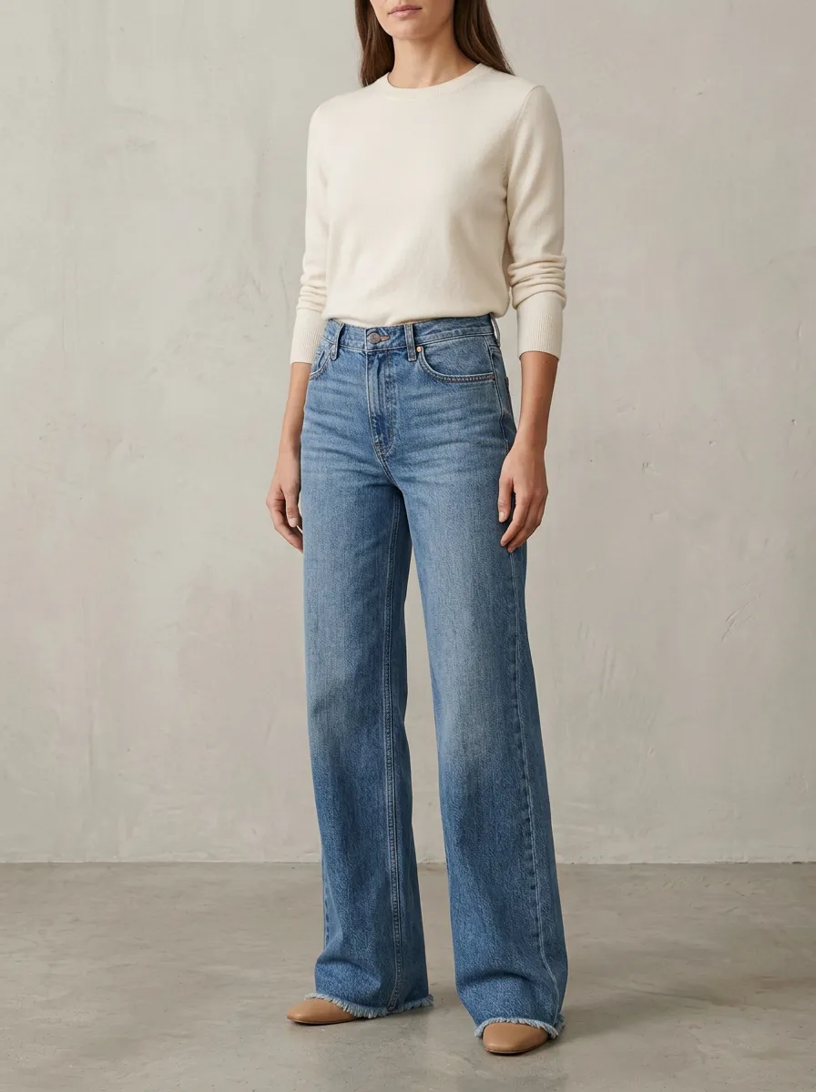 Daytime High-Rise Wide-Leg Denim Jeans