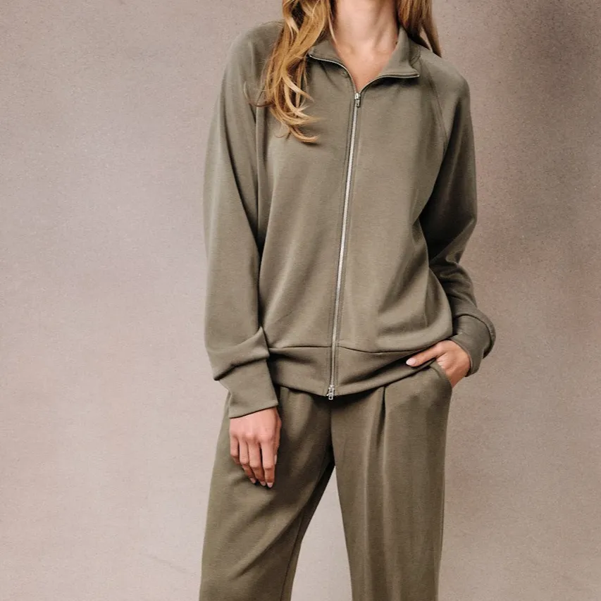 Funnel Neck Zip Front Jacket