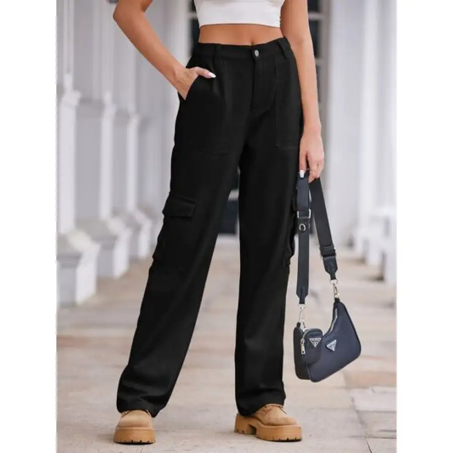 Straight Denim Cargo Pants