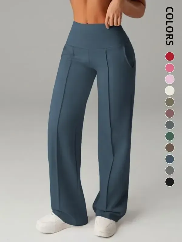 Women's Wide Leg High Waist Sweatpants with Pockets | Sporty Casual Style