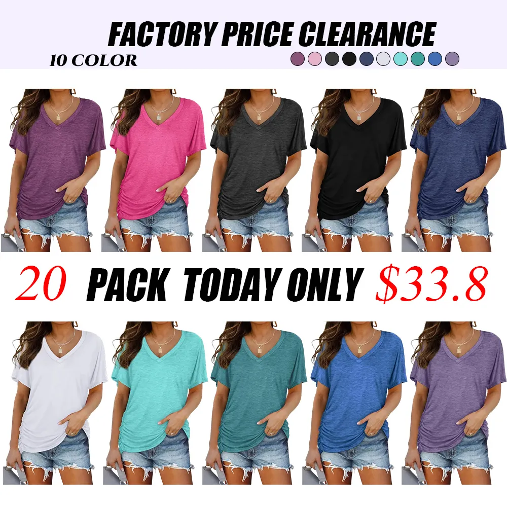 Women's V-Neck Short-Sleeve Tops — $1.69 Each