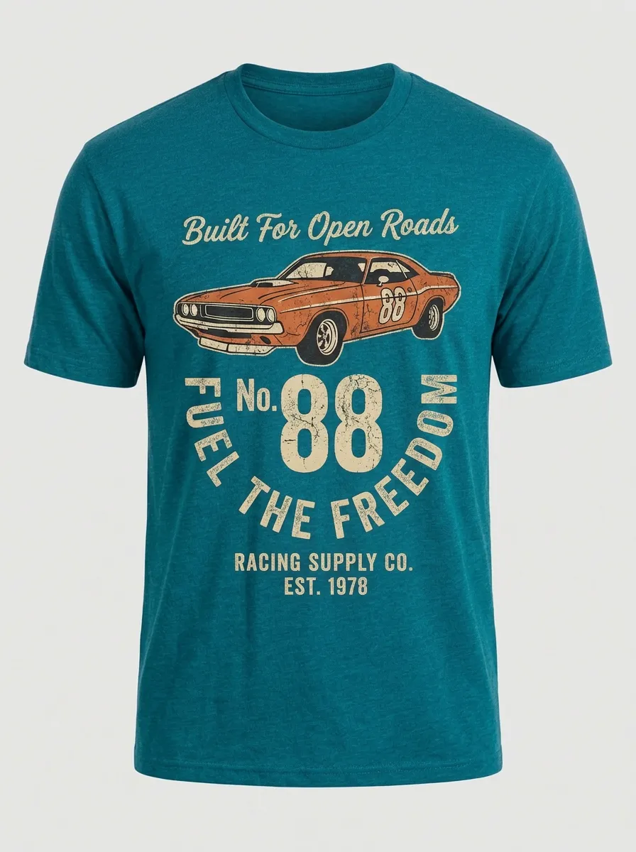 Men's Vintage Muscle Car 88 Racing Printed T-shirt