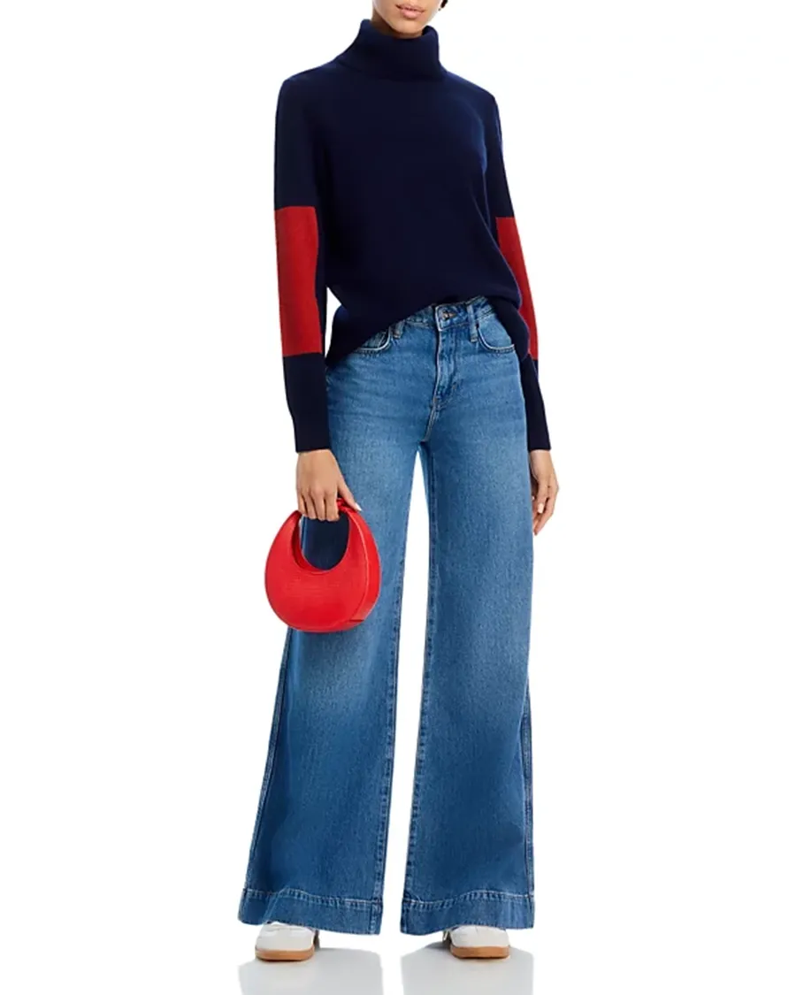 Color Block Elbow Cashmere Sweater