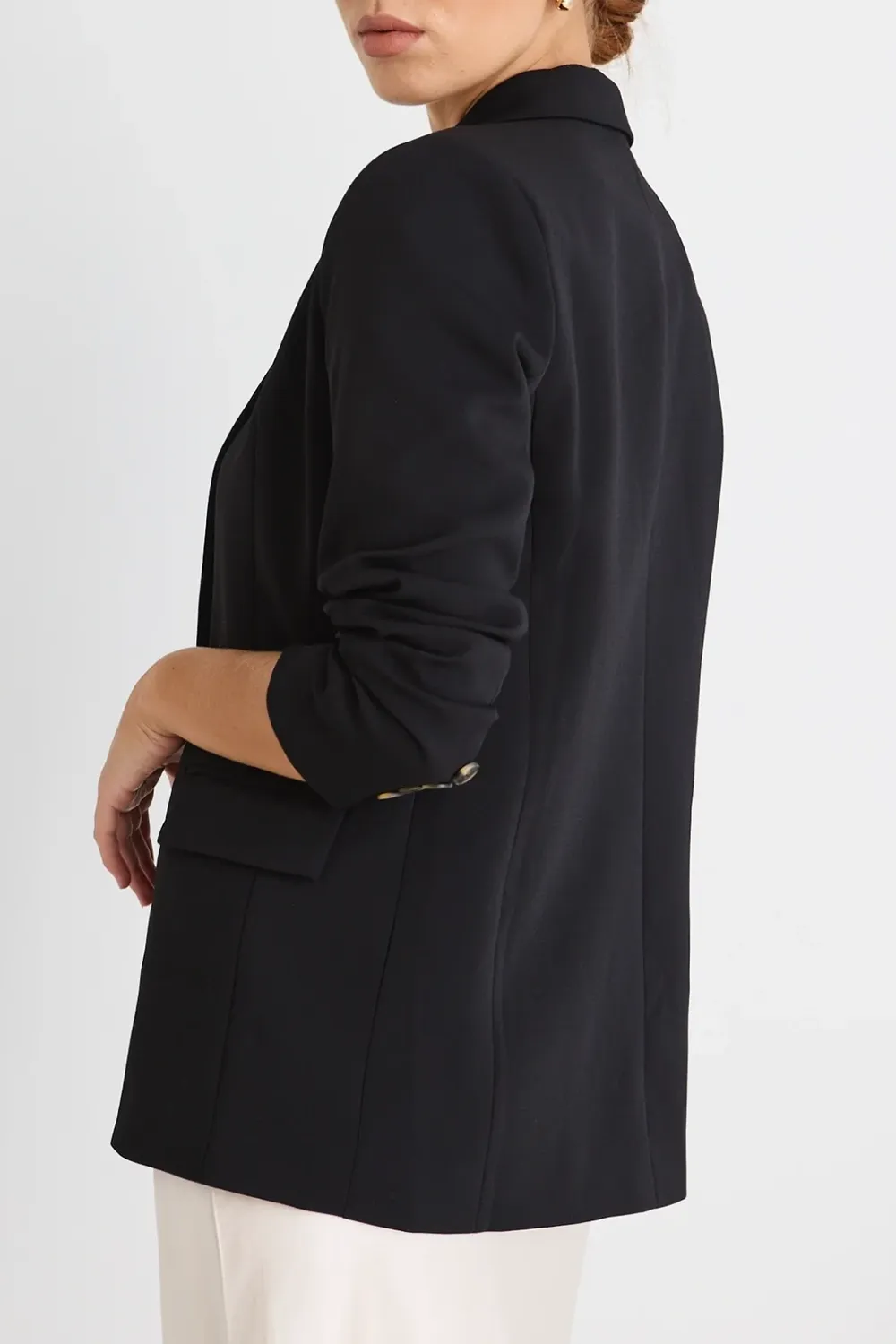 Crepe Black Boyfriend Semi Fitted Blazer