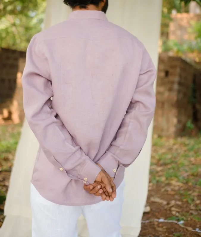 Lavender Linen Button-Up Shirt