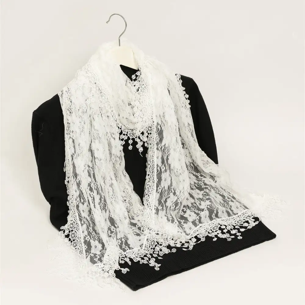 Sheer Floral Lace Wrap Scarf