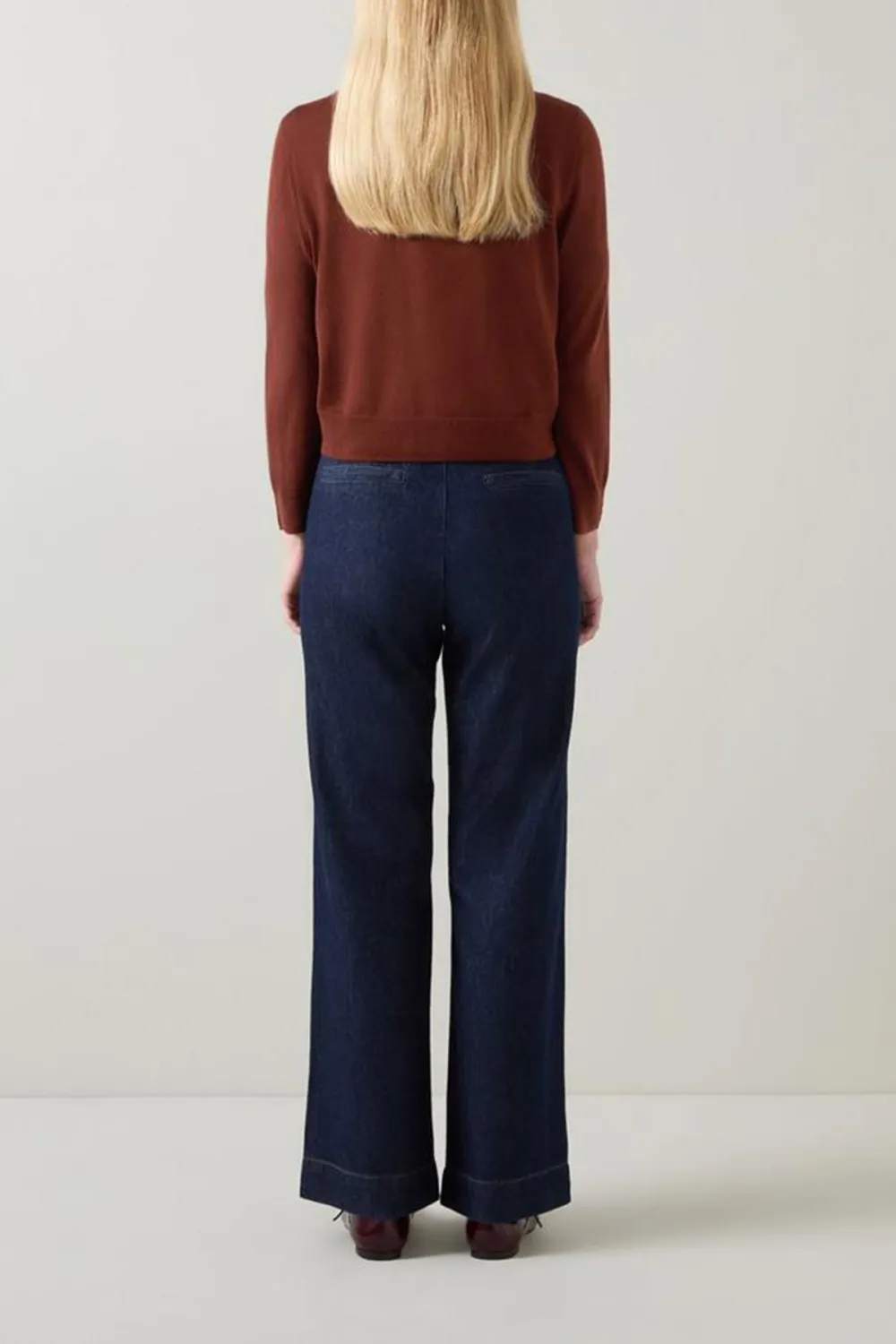 Rust Colored Cropped Button Front Knit Cardigan