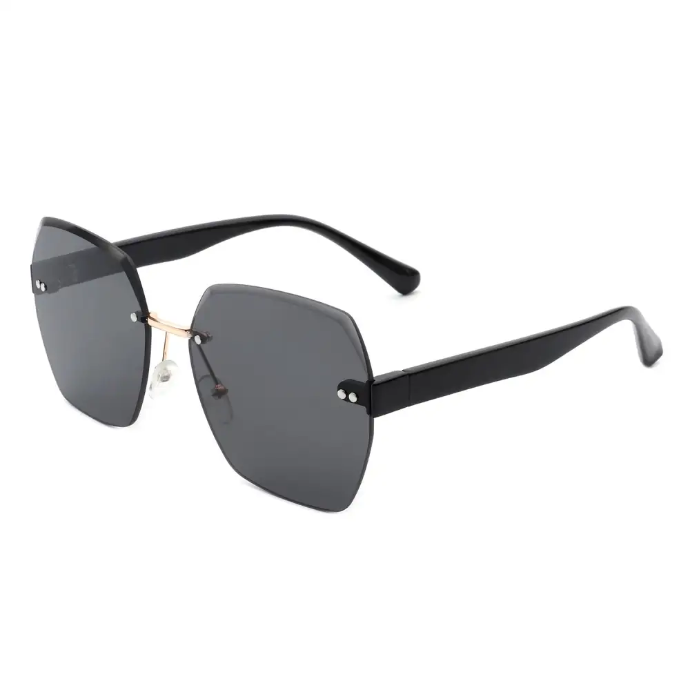 Rhinestone Square Rimless Frame Sunglasses