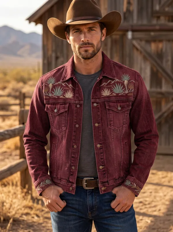 Men's Western Cowboy Cactus Desert Mountain Jacket