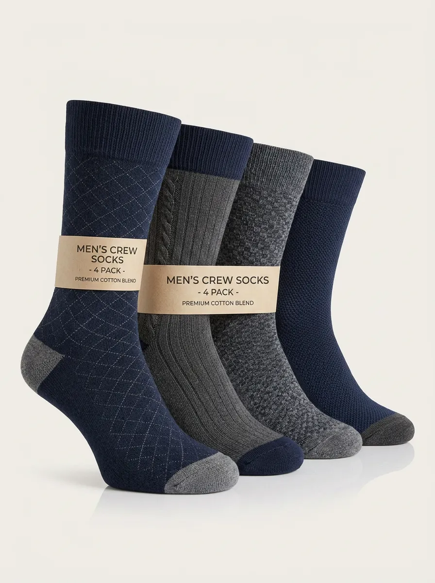 Men's Classic-Pattern Four Pair Socks