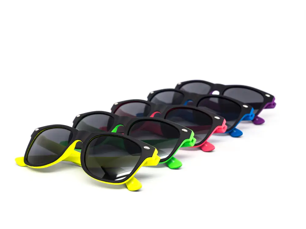 12-Pack Kids Neon Classy Wayfarer-Style Dark Lens Soft-Touch Sunglasses