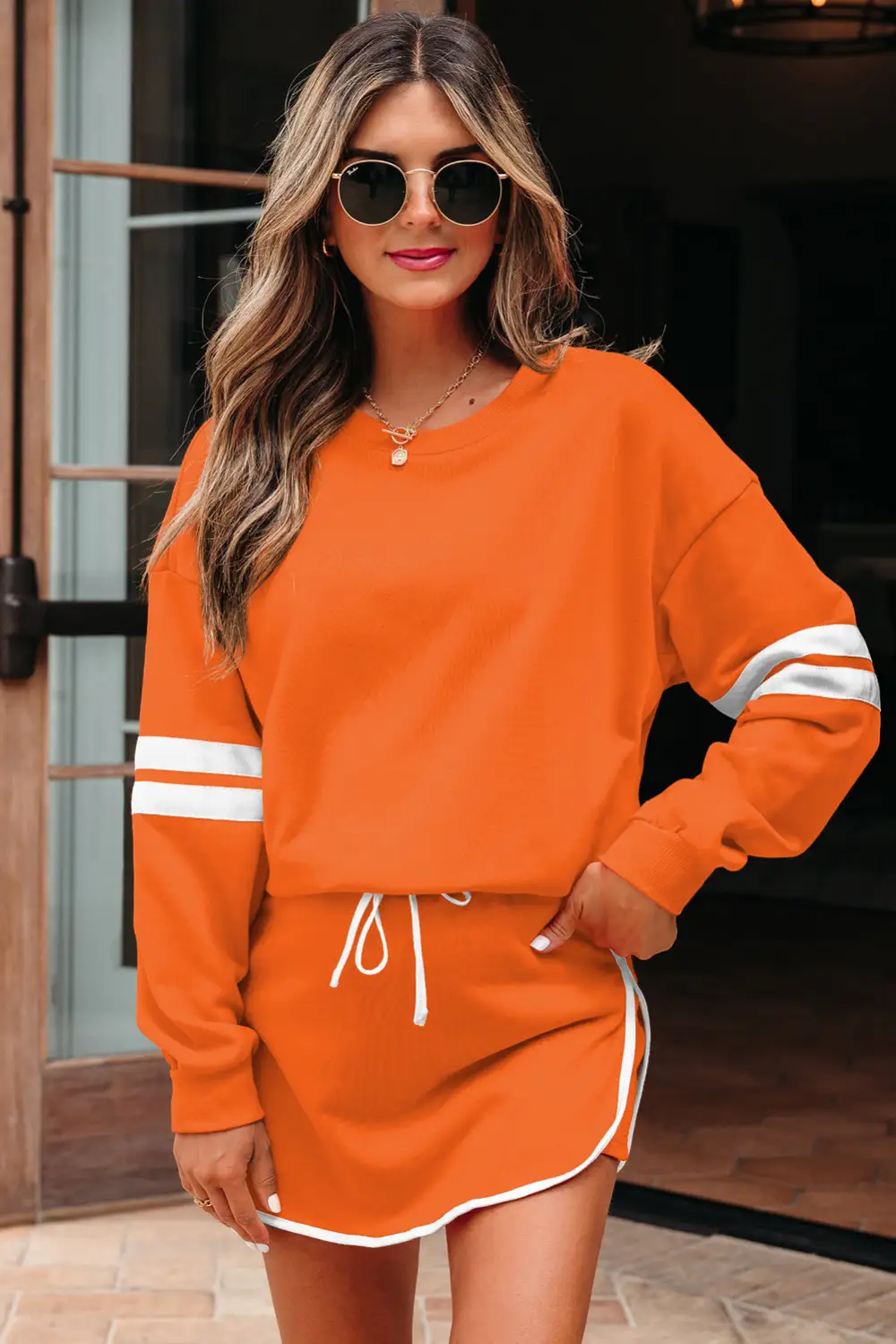 Curve Printed Varsity Detail Coordinated Set