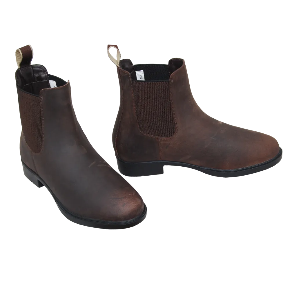 Pull-On Rubber Sole Riding Ankle Boots