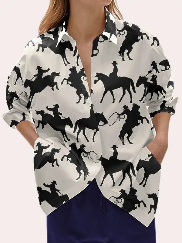 Women's Classic Western Style Long Sleeve Casual Shirt