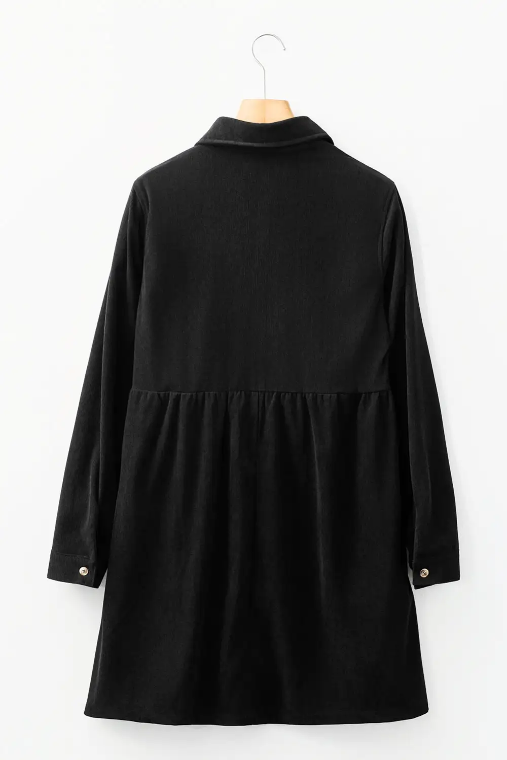 Corduroy Half Button Long Sleeve Mini Dress