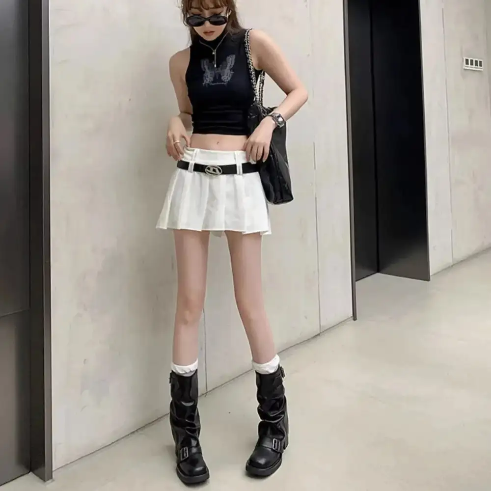 Leather Riding Buckle-Detail Knee-High Boots