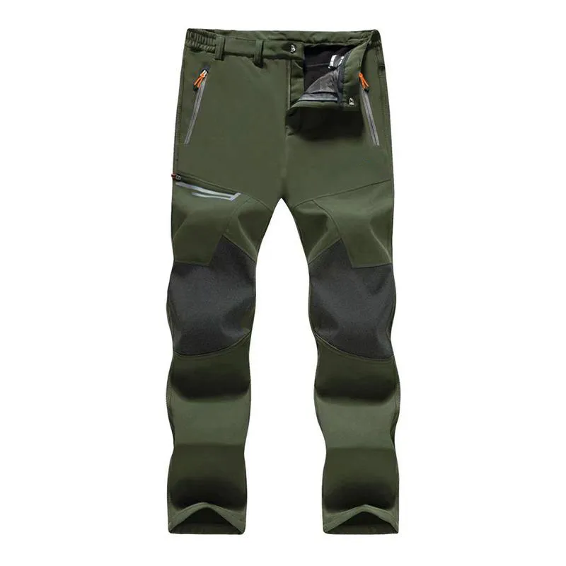 Men's Winter Pants Fleece Lined Ski Snow Pants Water Resistant 4 Zip Pockets Outdoor Work Pants FallFreshness Outdoorfun