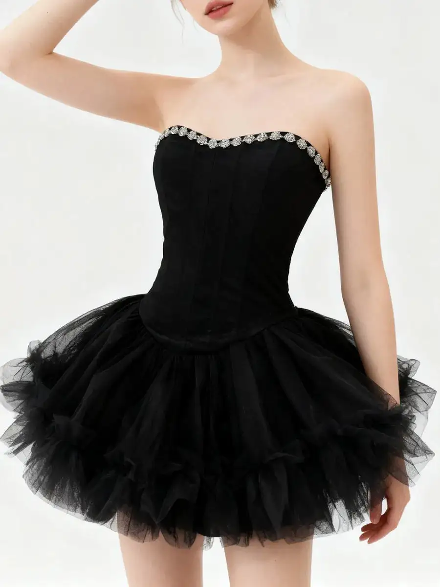 Tulle Strapless Corset Mini Dress