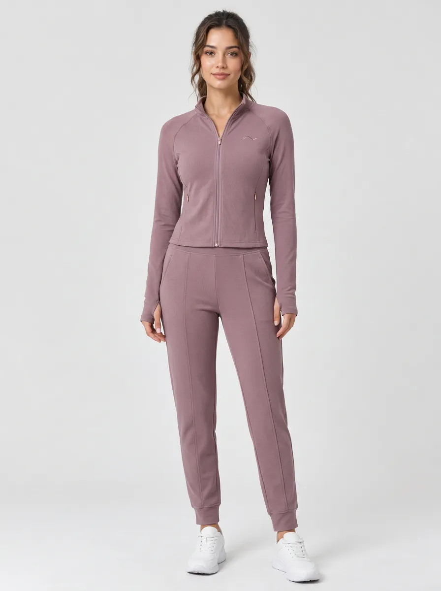 Women's Mauve Zip-Up Jacket & Jogger Set