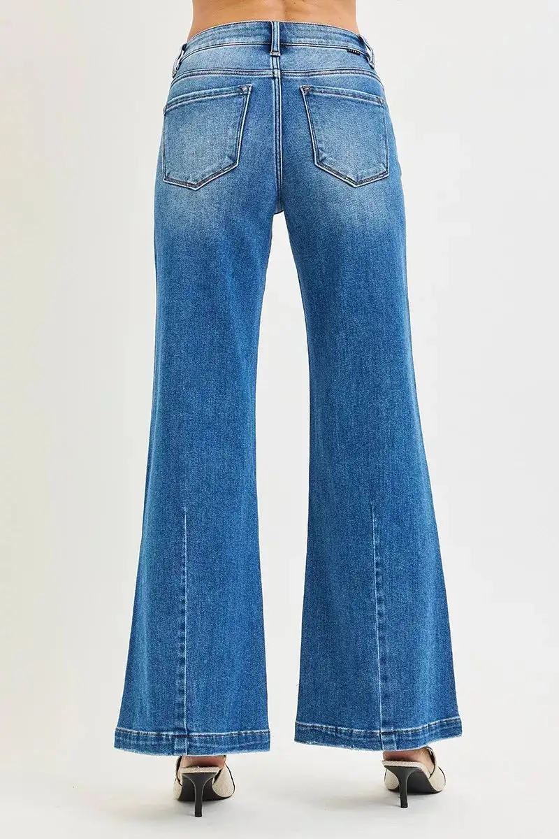 Classic Mid Rise Wide Leg Jeans