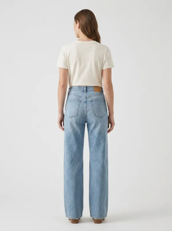 Clean-Styled High-Rise Wide-Leg Washed Denim Jeans