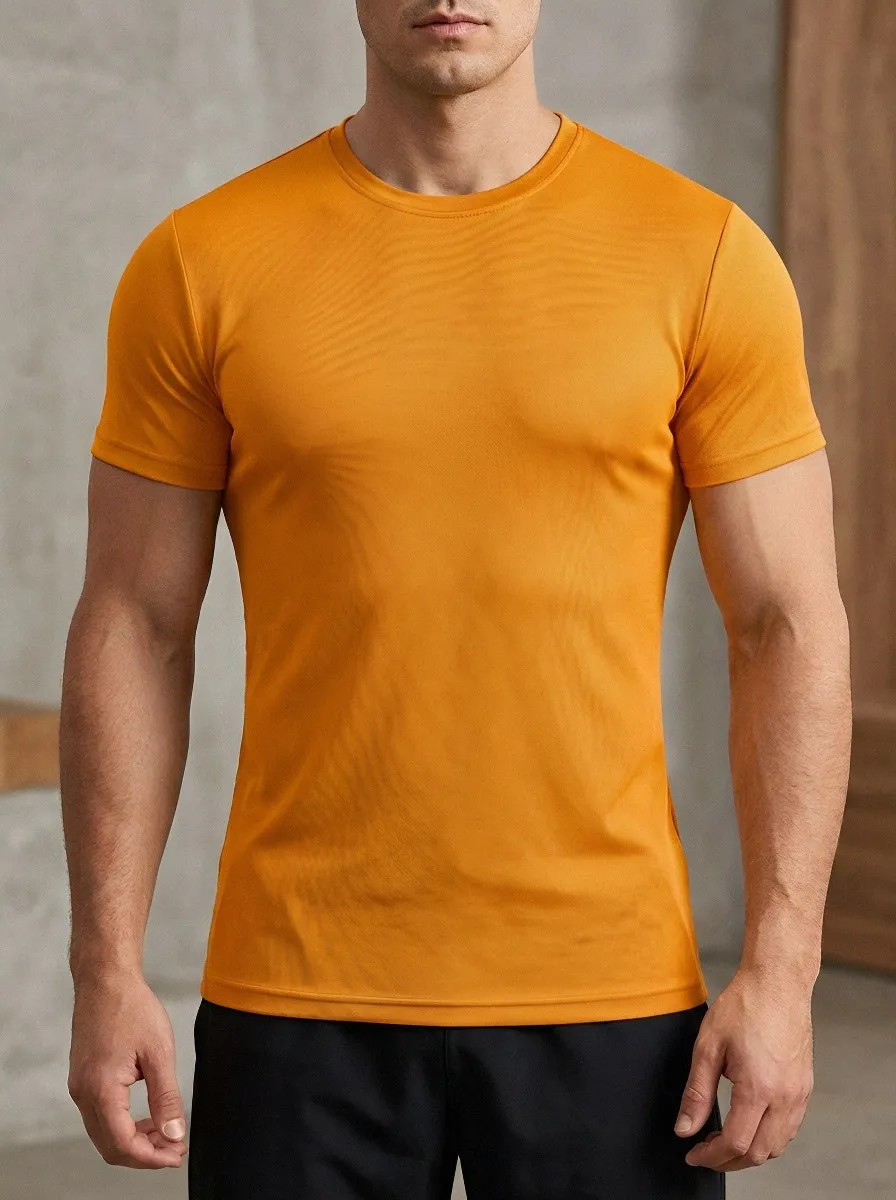 Men's Athletic Fitness Textured Printed T-Shirt