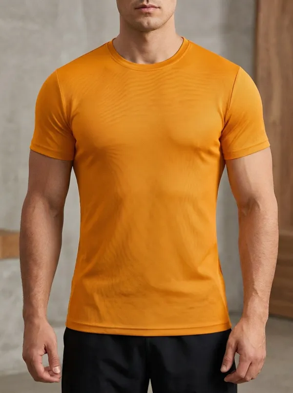 Men's Athletic Fitness Textured Printed T-Shirt