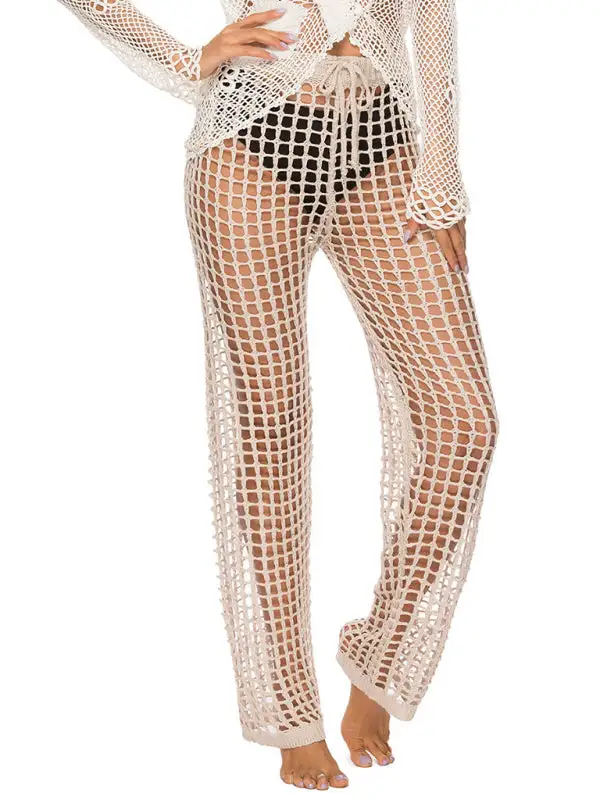 Feminine Hollow Trousers Knitted Pants Swimsuit