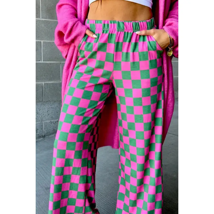 Checkered Wide Leg Pants