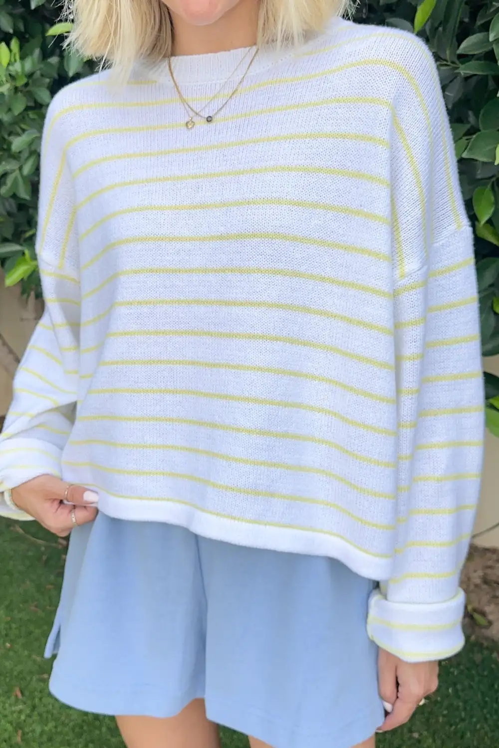 Easy Pull On Knit Striped Sweater
